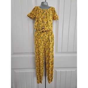 Nanette Lepore Girls 6X Yellow Floral Jumpsuit